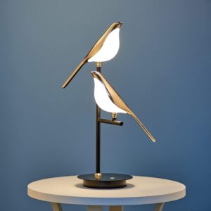 ART & ARTIFACT Gold Bird Lamp, Art Deco Table Lamp, Modern Design Bedside Lamp