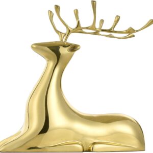 Feng Shui Ornaments Simple and Light Luxury Pure Copper Deer Statue Room Porch TV Cabinet Decoration